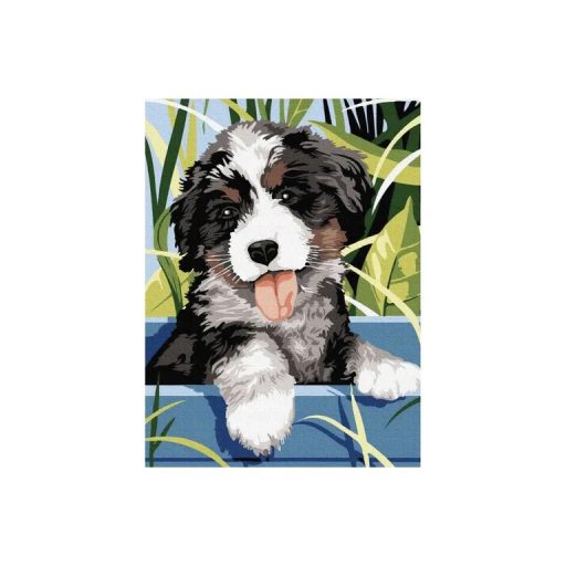 Számok Szerinti Festés Kutya - Vászon Fából Készült Kereten (Többszínű, 40 x 30 cm, 335 g)