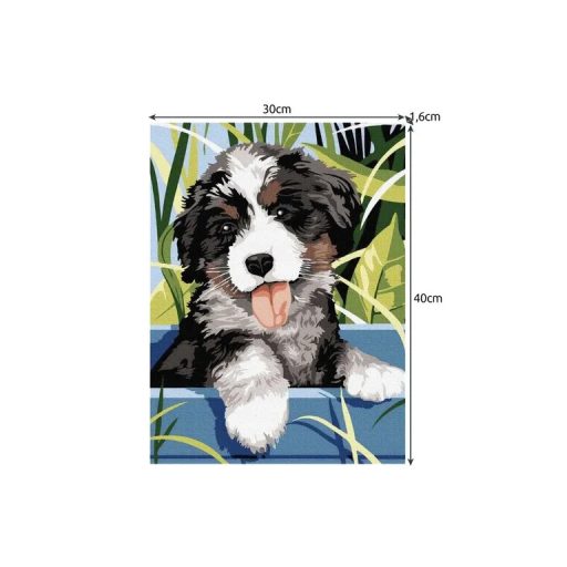 Számok Szerinti Festés Kutya - Vászon Fából Készült Kereten (Többszínű, 40 x 30 cm, 335 g)