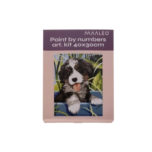 Számok Szerinti Festés Kutya - Vászon Fából Készült Kereten (Többszínű, 40 x 30 cm, 335 g)