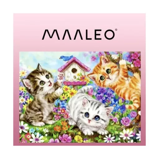 Macskás számfestő készlet, 40×50 cm, fa keretre feszítve