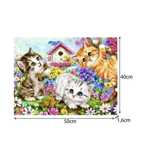 Macskás számfestő készlet, 40×50 cm, fa keretre feszítve