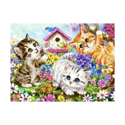 Macskás számfestő készlet, 40×50 cm, fa keretre feszítve