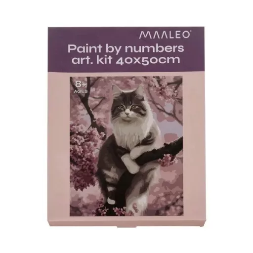 Számozott festő készlet, macska motívum, 40×50 cm, vászon fa kereten