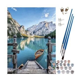   Számozott kifestő készlet hegyi táj motívummal, 40×50 cm, vászonkeret