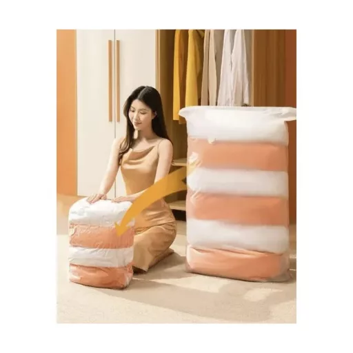 Vákuumos tárolózsák 80×100 cm, újrafelhasználható, fehér