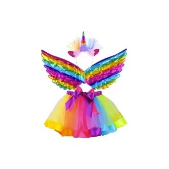   Szivárvány Színű Egyszarvú Jelmez: Szoknya, Szárnyak + Fejpánt