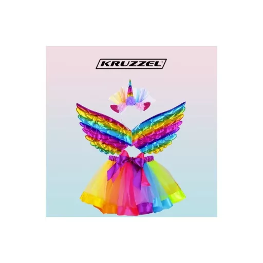 Szivárvány Színű Egyszarvú Jelmez: Szoknya, Szárnyak + Fejpánt