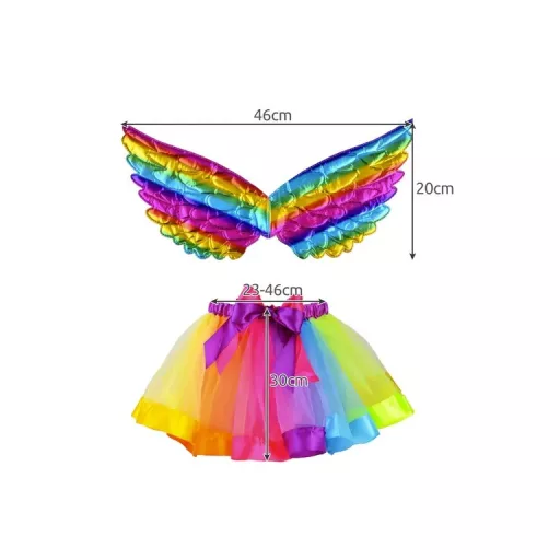 Szivárvány Színű Egyszarvú Jelmez: Szoknya, Szárnyak + Fejpánt