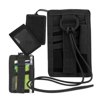   Fekete Oxford igazolványtartó 2 részes, nyakpánttal 13×9,3 cm