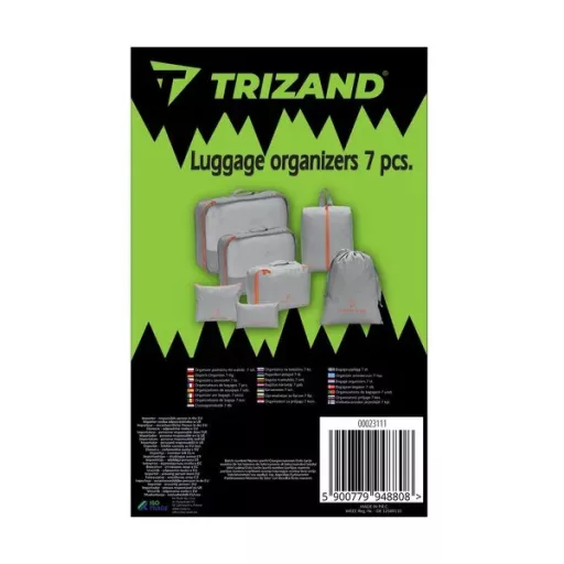 7 részes utazási rendszerező készlet, hálós és cipőtartó táskák, szürke/narancs