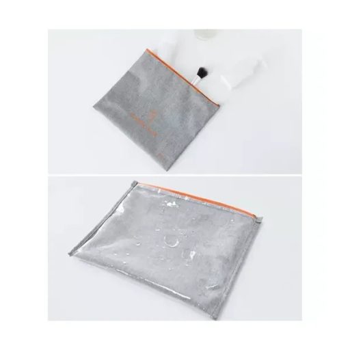 7 részes utazási rendszerező készlet, hálós és cipőtartó táskák, szürke/narancs