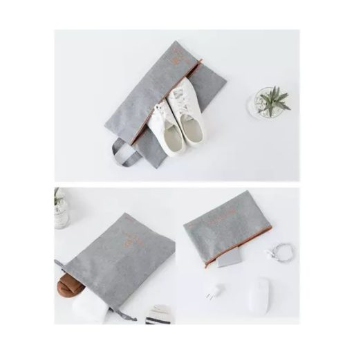 7 részes utazási rendszerező készlet, hálós és cipőtartó táskák, szürke/narancs