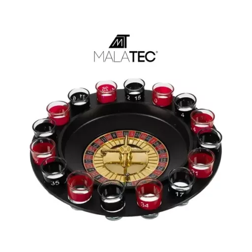 Alkohol rulett szett 29 cm, 16 számozott üvegpohárral