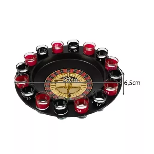 Alkohol rulett szett 29 cm, 16 számozott üvegpohárral