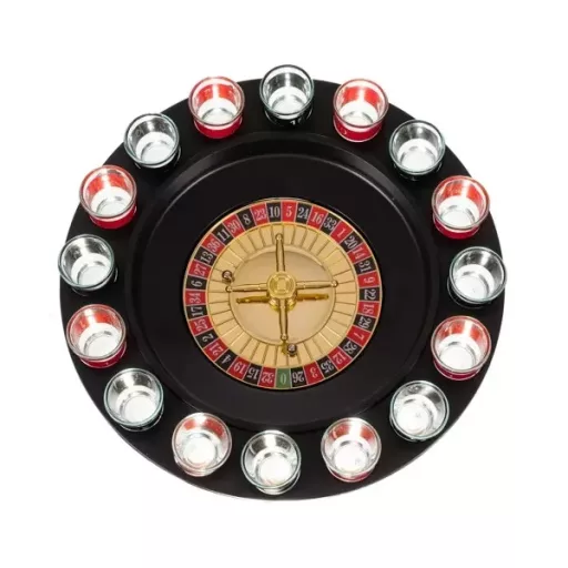 Alkohol rulett szett 29 cm, 16 számozott üvegpohárral