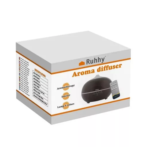 Ultrahangos aroma diffúzor 400 ml, LED fény, ionizáló párásító távirányítóval