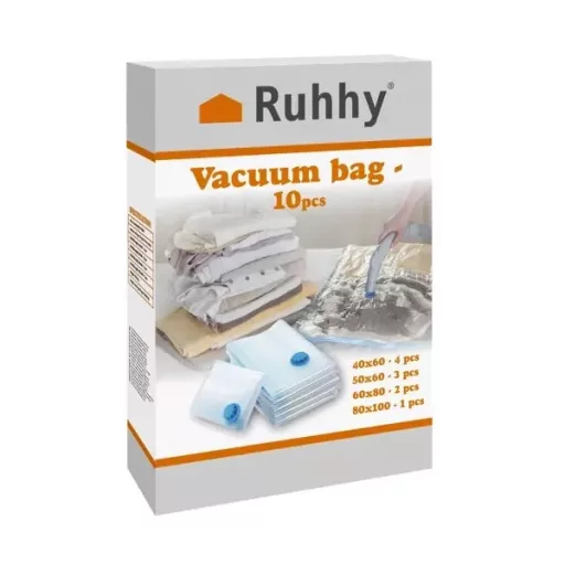 Vákuumos tárolózsák készlet 10 db-os, 4 méret, ruhákhoz, ágyneműhöz