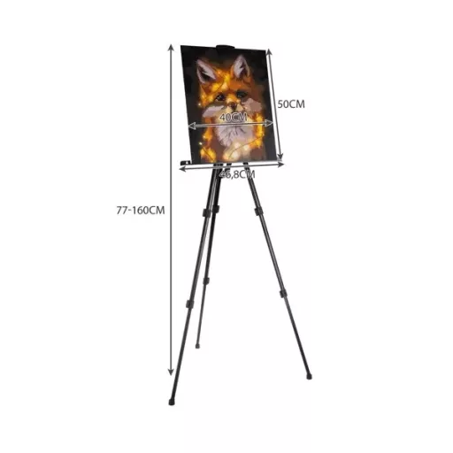 Fém állítható festőállvány hordtáskával, 77–160 cm