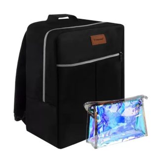   Vízálló fekete kézipoggyász hátizsák 17 l, kozmetikai táska, 38×24×18 cm