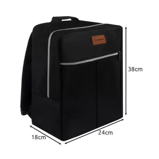 Vízálló fekete kézipoggyász hátizsák 17 l, kozmetikai táska, 38×24×18 cm