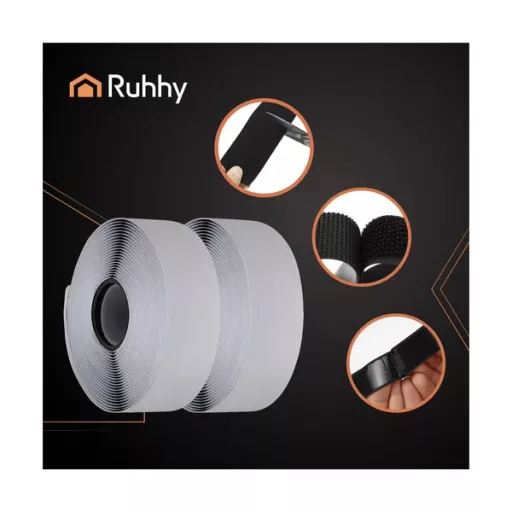 Ruhhy öntapadós tépőzár szalag, fekete, 25 mm x 5 m