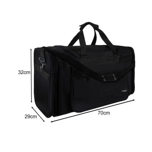 Fekete 70 l-es vízálló sport- és utazótáska, Cordura, vállpánttal, 70×32×29 cm