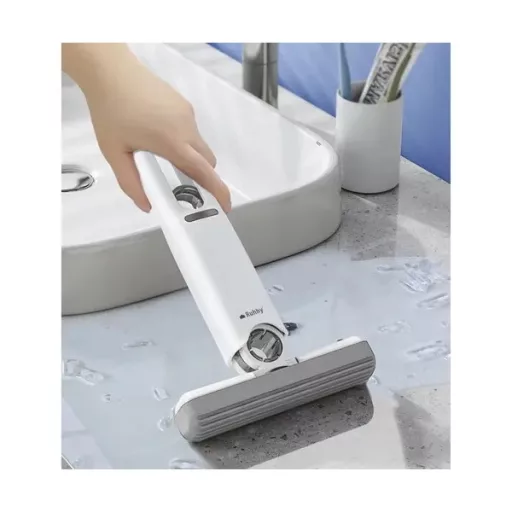 Mini önkicsavaró ablaktisztító mop fehér, 29×14 cm, 2 pót szivacs