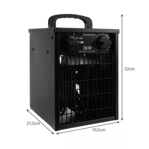 Elektromos ventilátoros hőlégfúvó 3000 W, termosztát, IPX4