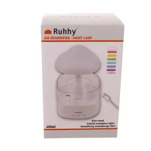 Gombakalap LED-es esőhatású párologtató/éjjeli lámpa, 450 ml, USB-C