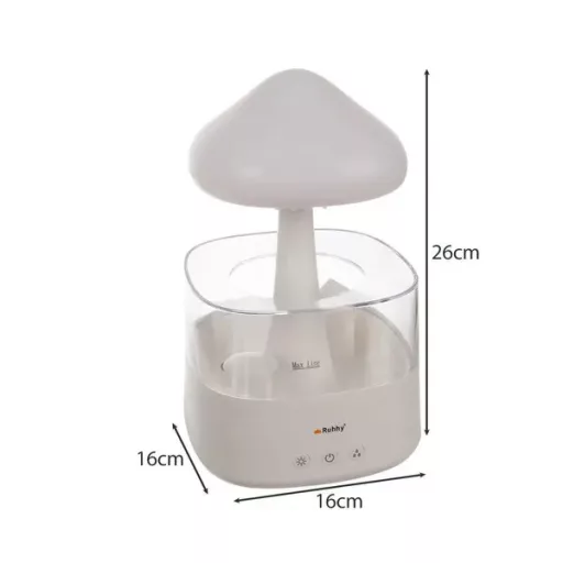 Gombakalap LED-es esőhatású párologtató/éjjeli lámpa, 450 ml, USB-C