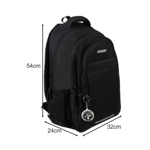 Fekete 45 l-es oxford 600D ergonomikus hátizsák reflektív csíkkal