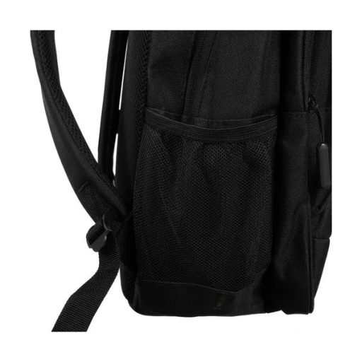 Fekete 45 l-es oxford 600D ergonomikus hátizsák reflektív csíkkal