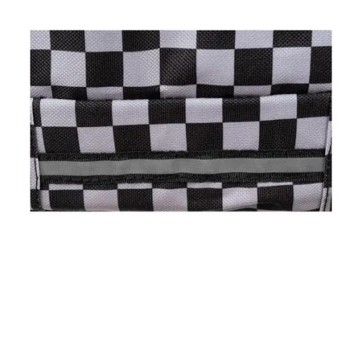 Fekete kockás iskolai hátizsák 30 l cipőzsákkal, oxford 600D