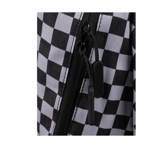 Fekete kockás iskolai hátizsák 30 l cipőzsákkal, oxford 600D
