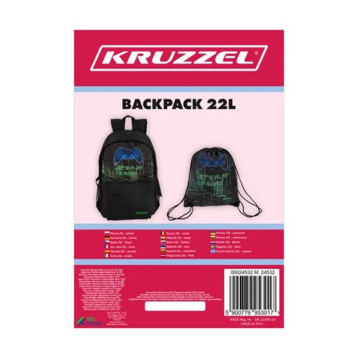 Iskolai gamer hátizsák 22 l, Oxford 600D, cipőzsákkal