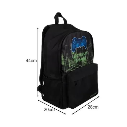 Iskolai gamer hátizsák 22 l, Oxford 600D, cipőzsákkal