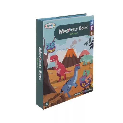Mágneses könyv-puzzle dinoszaurusz motívummal, 36 mágnes, 26×19 cm