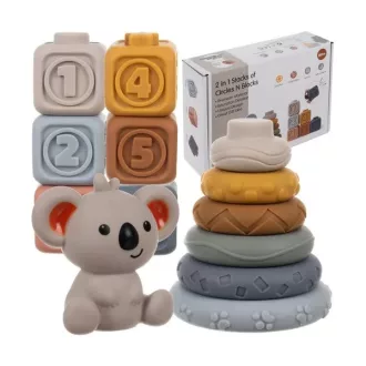   Puha szenzoros építőkocka és korong készlet, 13 db, BPA-mentes PVC, 6 hó+