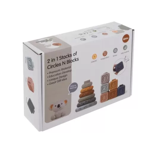 Puha szenzoros építőkocka és korong készlet, 13 db, BPA-mentes PVC, 6 hó+