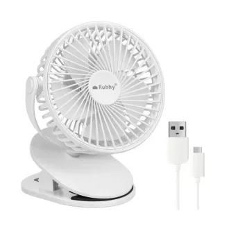   Vezeték nélküli USB-C asztali & csíptetős ventilátor, 1200 mAh, fehér