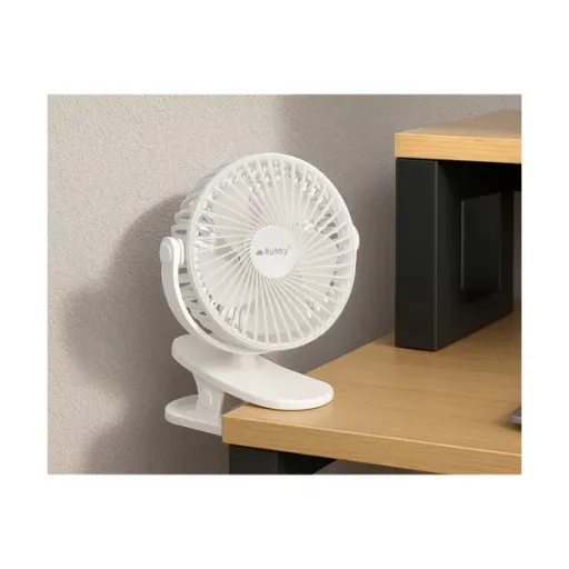 Vezeték nélküli USB-C asztali & csíptetős ventilátor, 1200 mAh, fehér