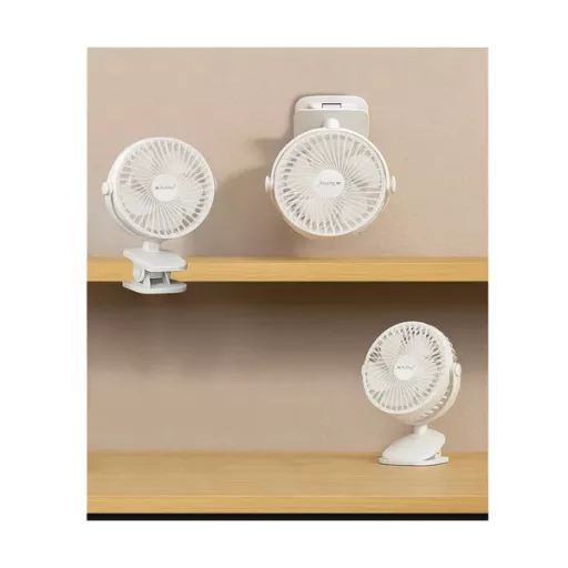 Vezeték nélküli USB-C asztali & csíptetős ventilátor, 1200 mAh, fehér