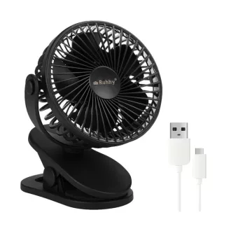  Vezeték nélküli csíptetős asztali ventilátor USB-C 1200 mAh fekete