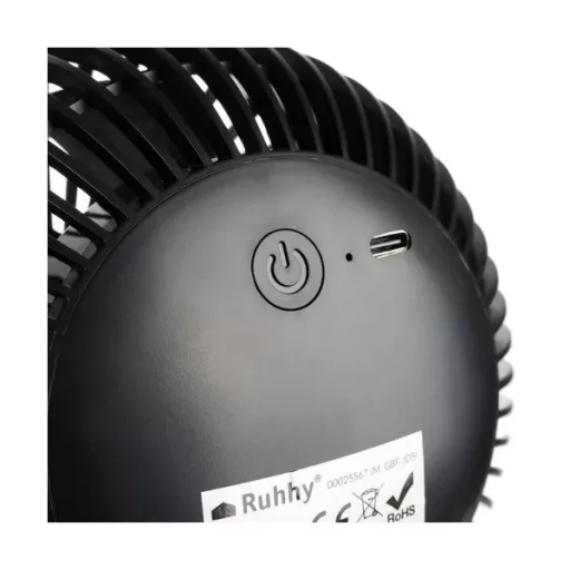 Vezeték nélküli csíptetős asztali ventilátor USB-C 1200 mAh fekete