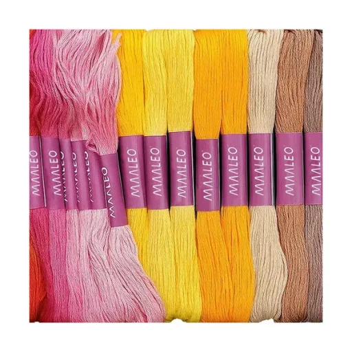 Hímző fonal készlet, 50 szín, poliészter, 8 m, mosógéppel mosható