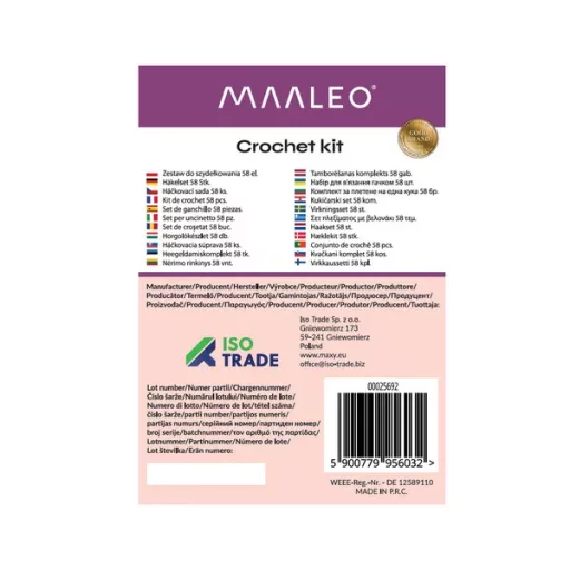 58 részes horgolókészlet 0,6–6 mm horgolótűkkel, kompakt tokkal