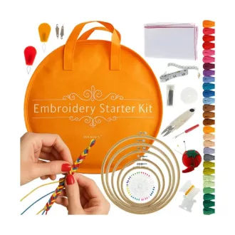   MAALEO 207 részes hímzőkészlet – 100 féle poliészter fonal, bambusz keretek