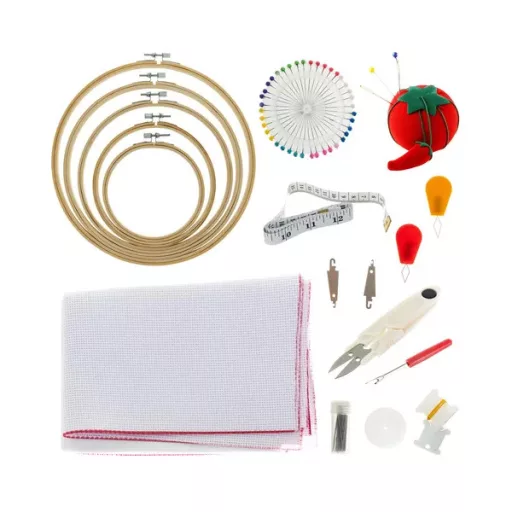 MAALEO 207 részes hímzőkészlet – 100 féle poliészter fonal, bambusz keretek