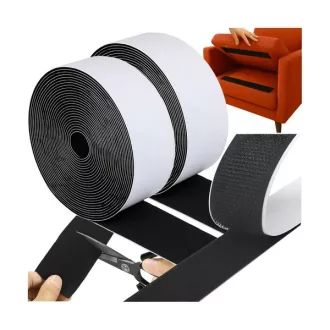   Öntapadós tépőzár szalag, fekete, 5 m x 5 cm, 800 g teherbírás