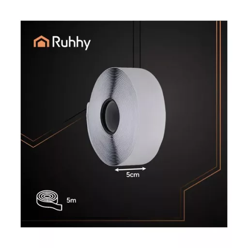 Öntapadós tépőzár szalag, fekete, 5 m x 5 cm, 800 g teherbírás